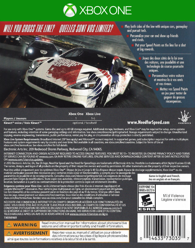 Need For Speed Rivals Box Art Microsoft Xbox One Sega Shin Force Systems